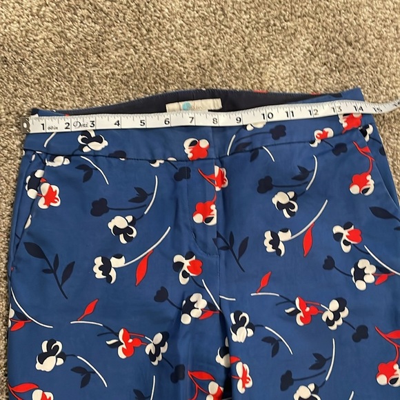 BODEN Blue Floral Richmond Ankle Pants Trousers Cotton Size 8 Long - Picture 10 of 12